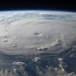 Menacing hurricane viewed from the space